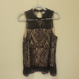 Soho Black Lace Sleeveless Blouse